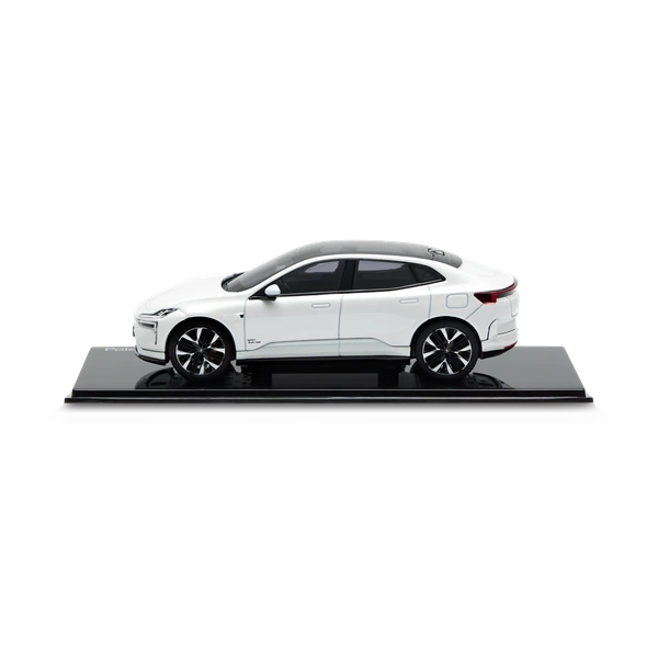 Skalmodell av Polestar 4 i skala 1:43 i färgen electron