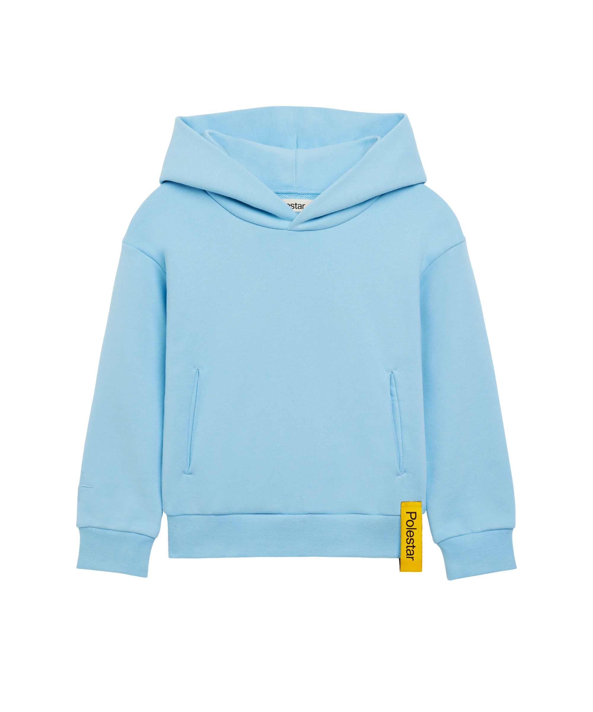 Blue hoodie for kids with a large Polestar symbol on the back