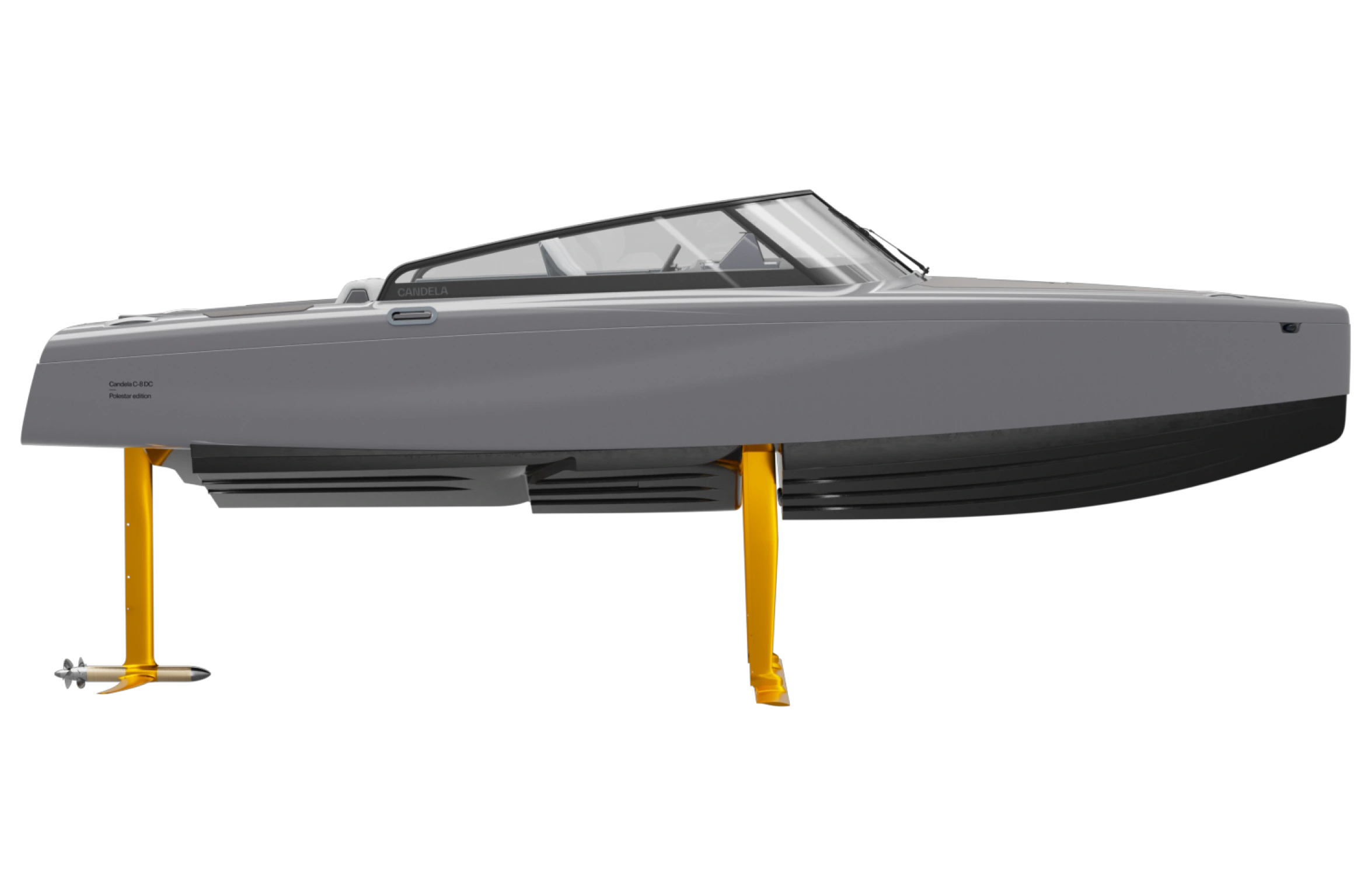 Electric hydrofoil boat with modern design in grey