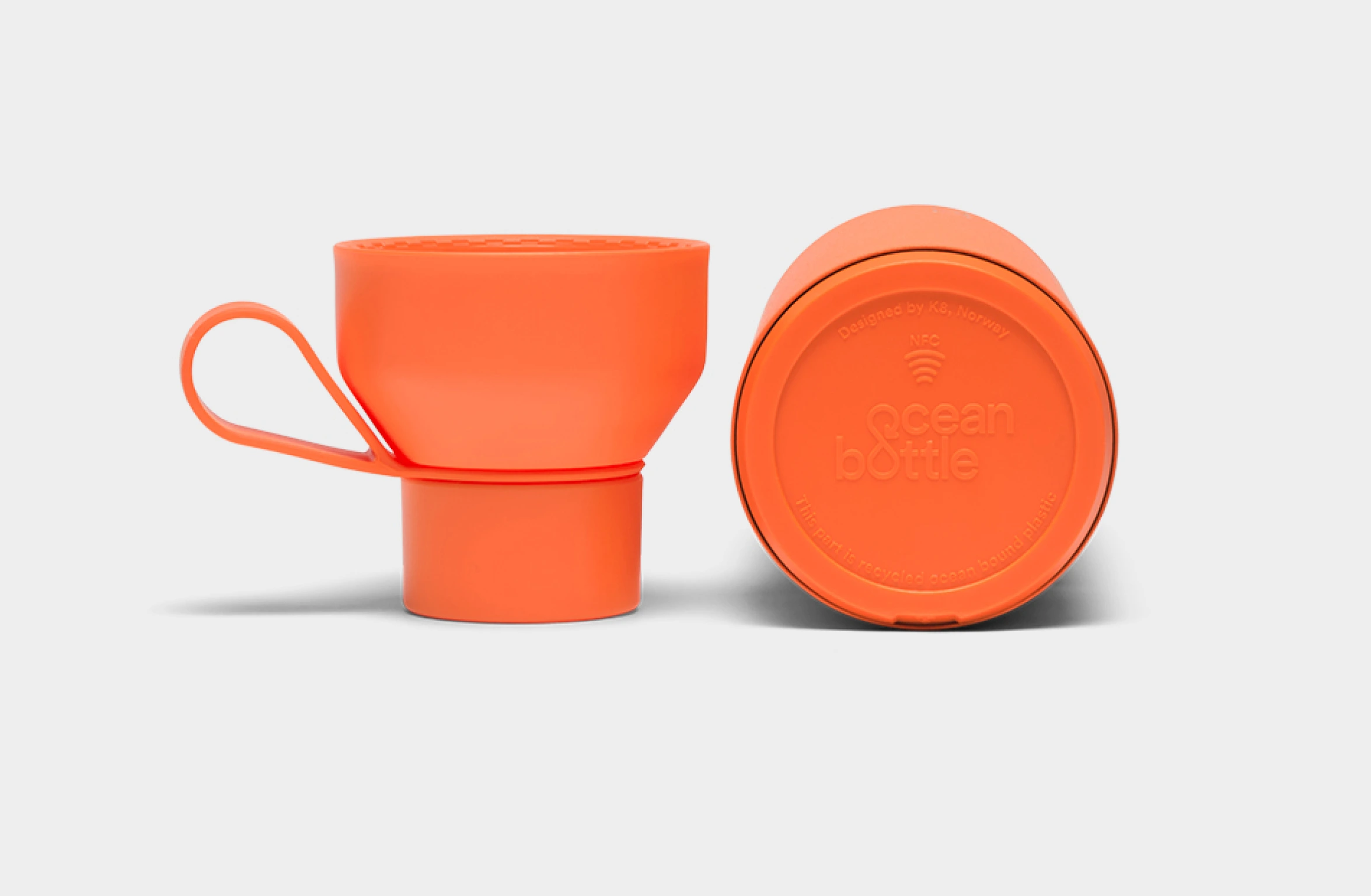 Orange water bottle with white Polestar wordmark