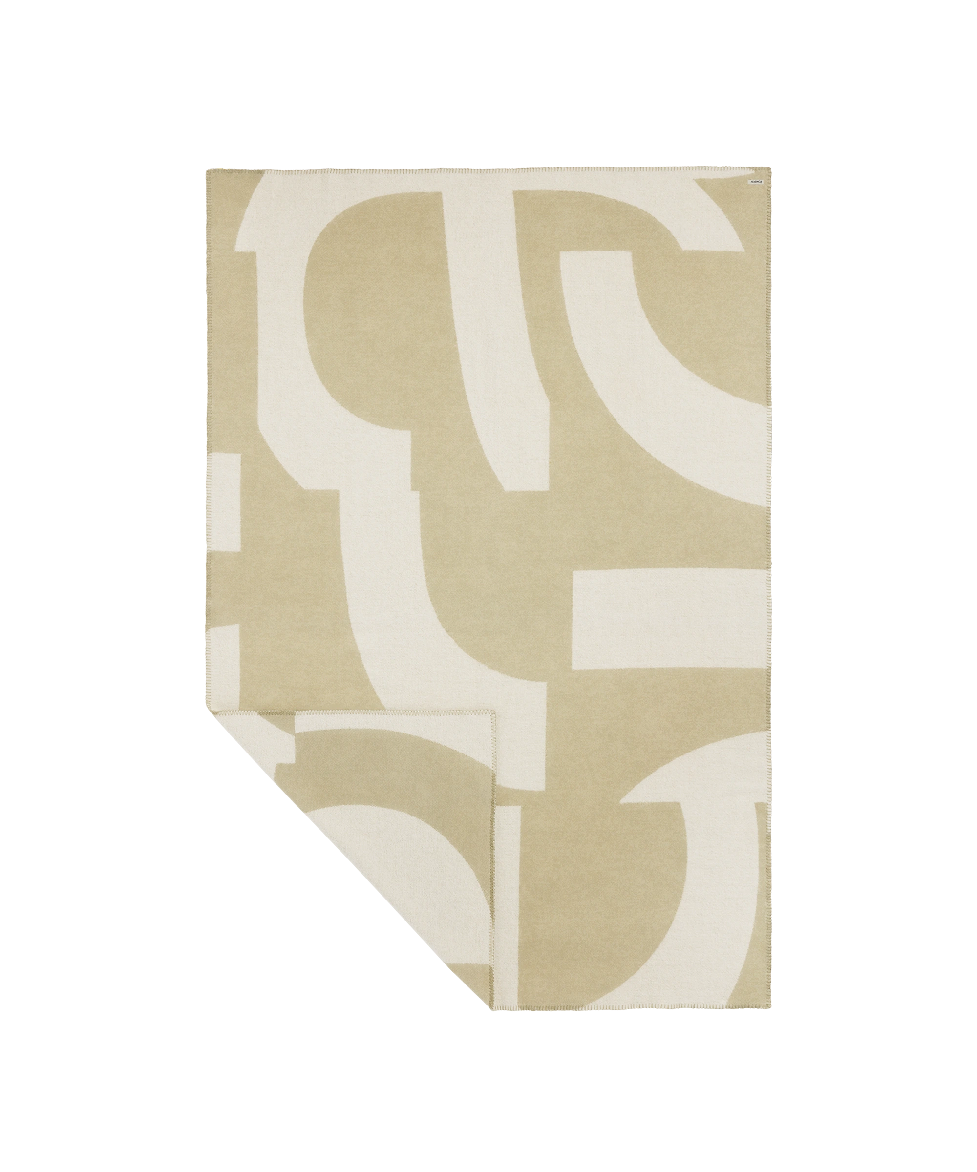 Merino wool blanket in sage green with an abstract pattern