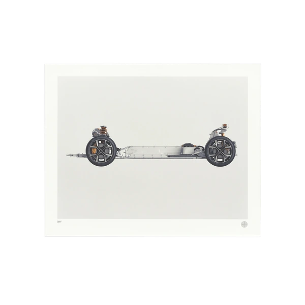 Art print of a Polestar chassis, elegantly presented against a light background.