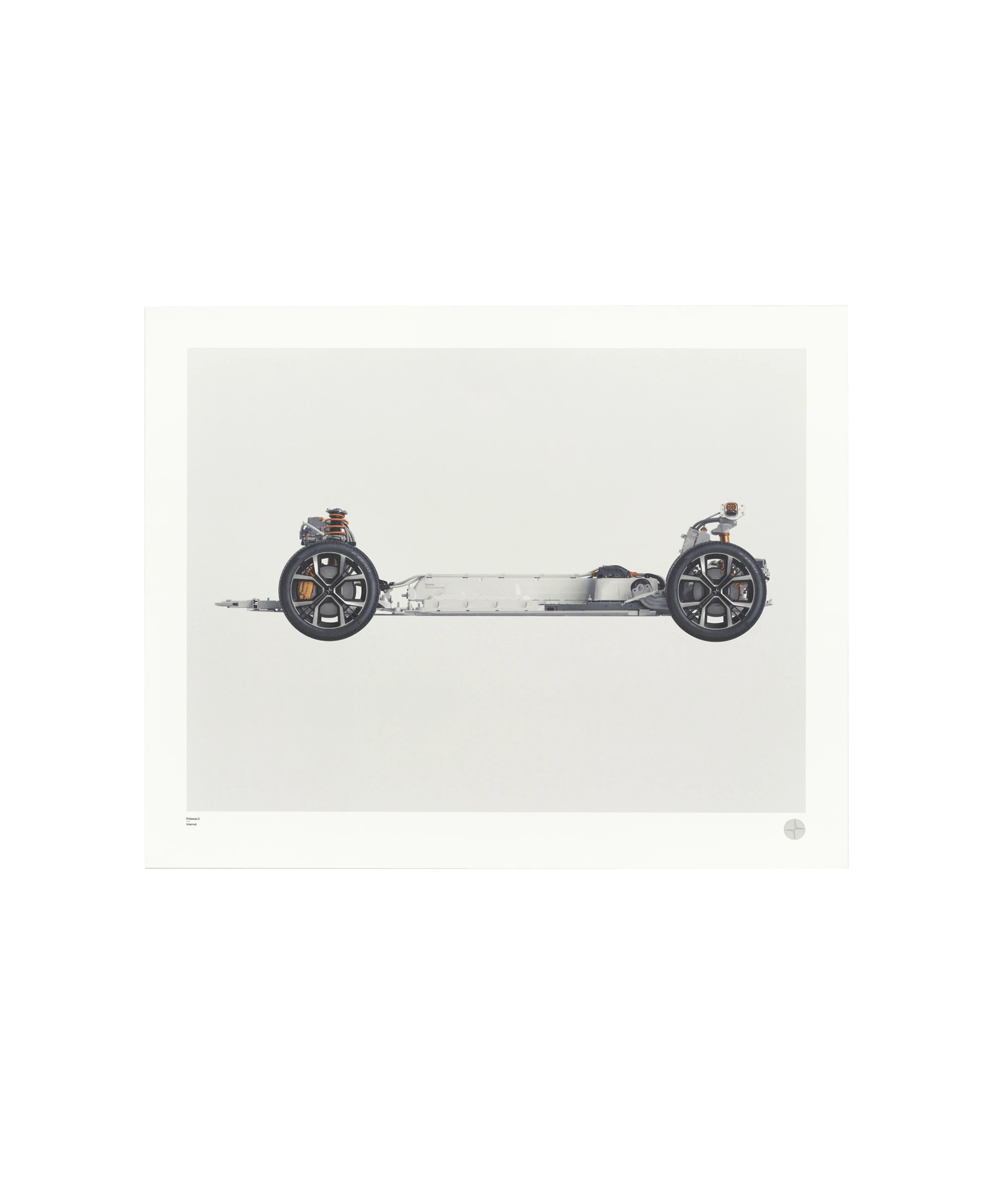 Art print of a Polestar chassis, elegantly presented against a light background.