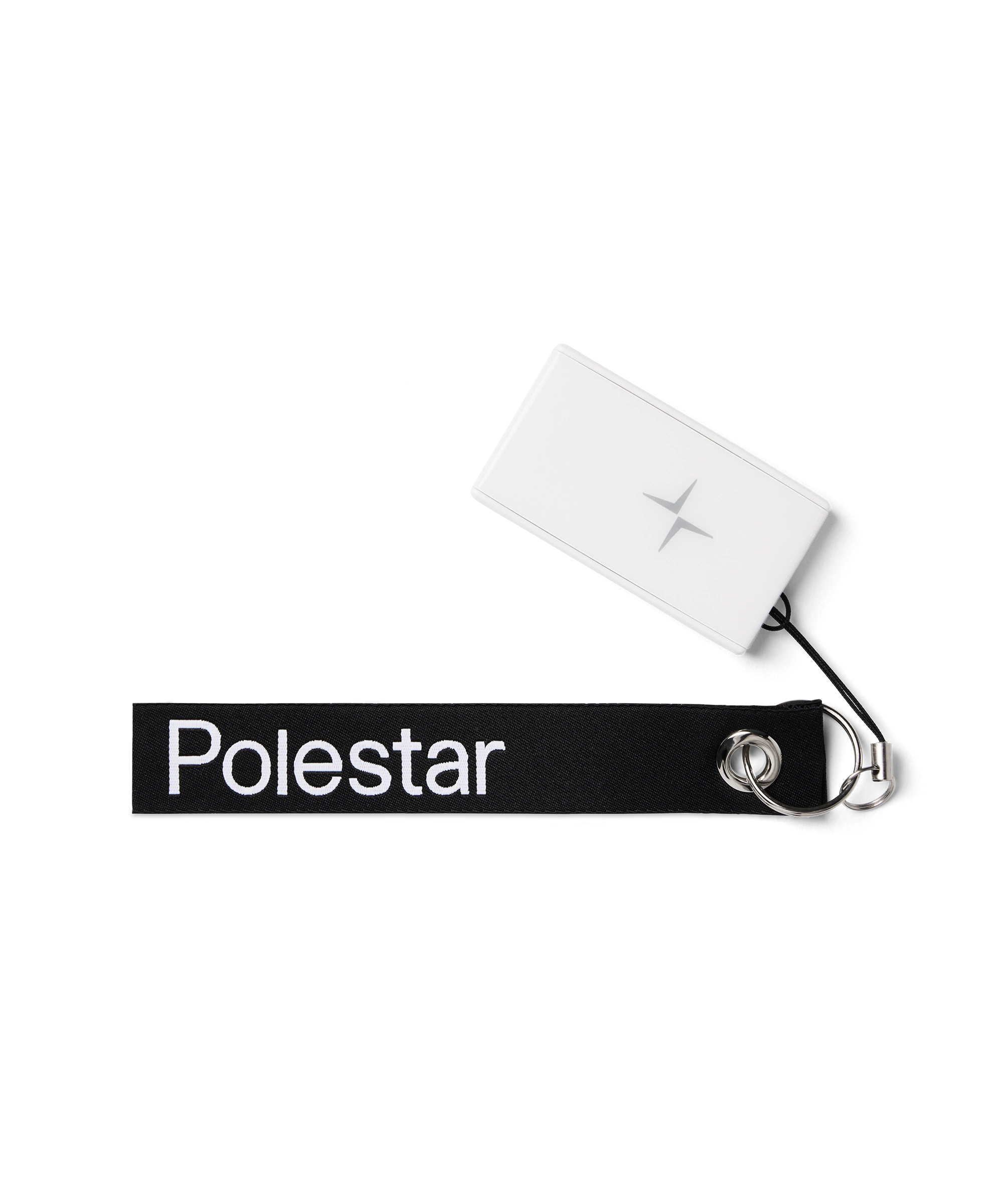 Black keychain with the text 'Polestar' in white