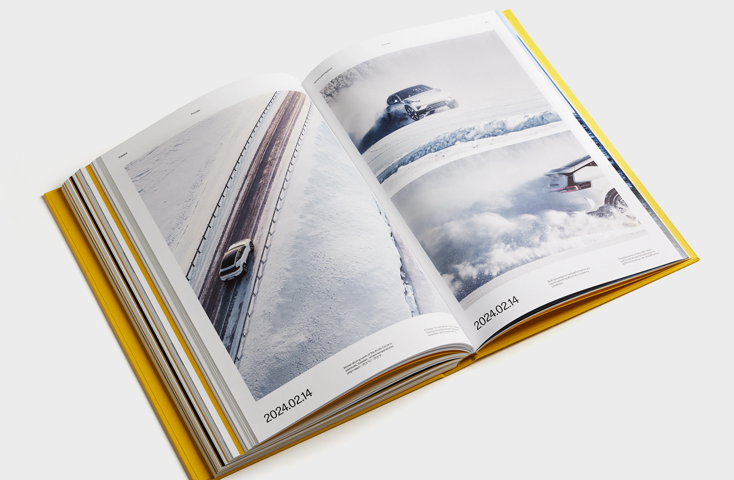 Geel hardcover boek met reliëftekst "Polestar 3" op de omslag.