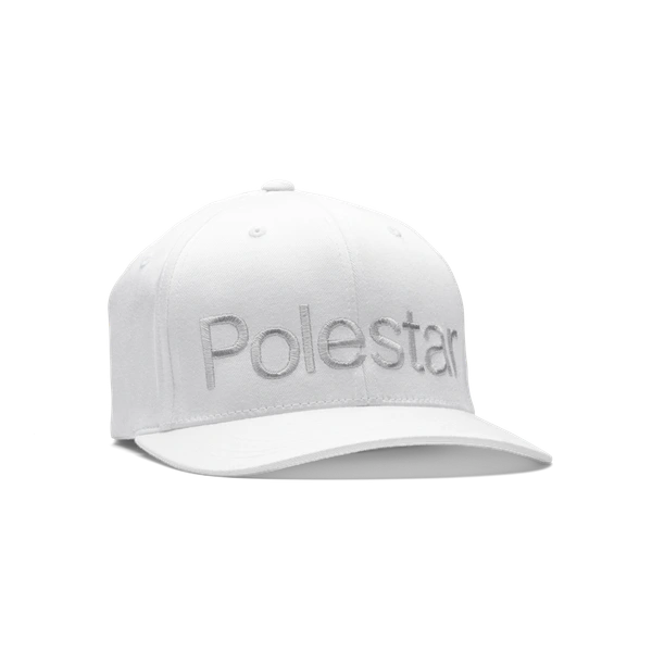 Witte pet met ton-sur-ton Polestar-woordmerk