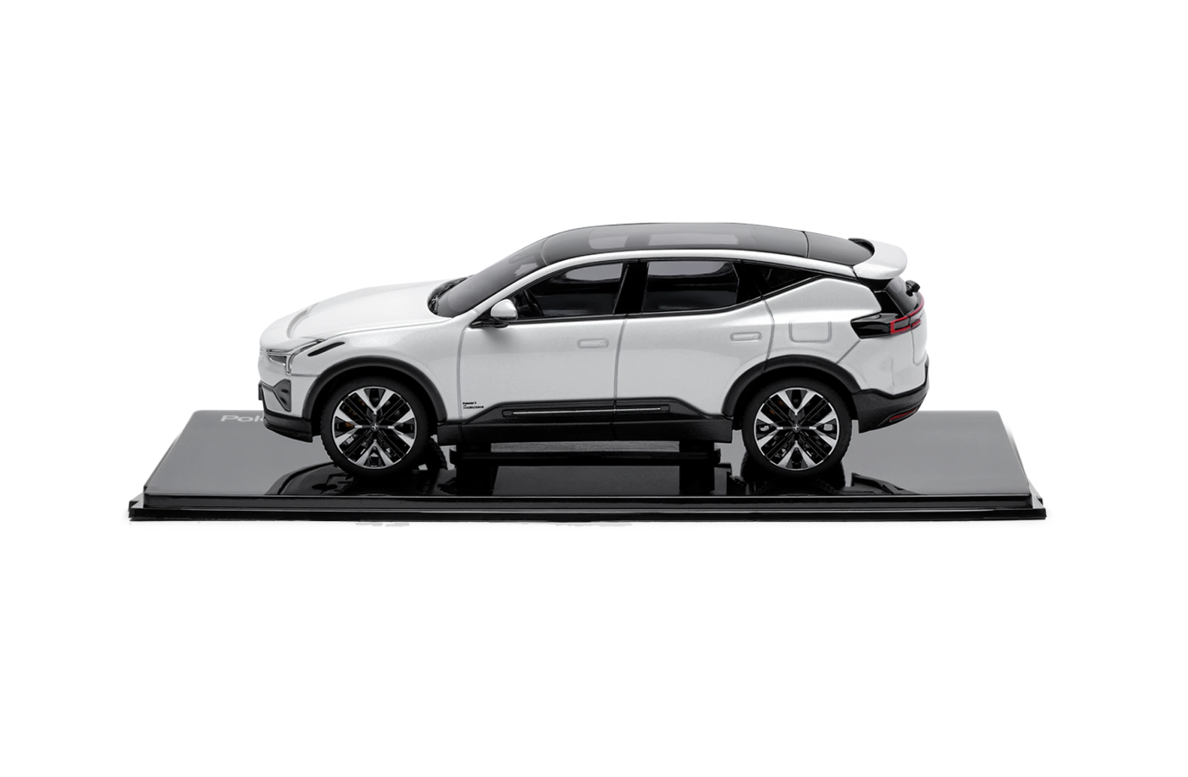 Skalmodell av Polestar 3 i skala 1:43 i färgen snow