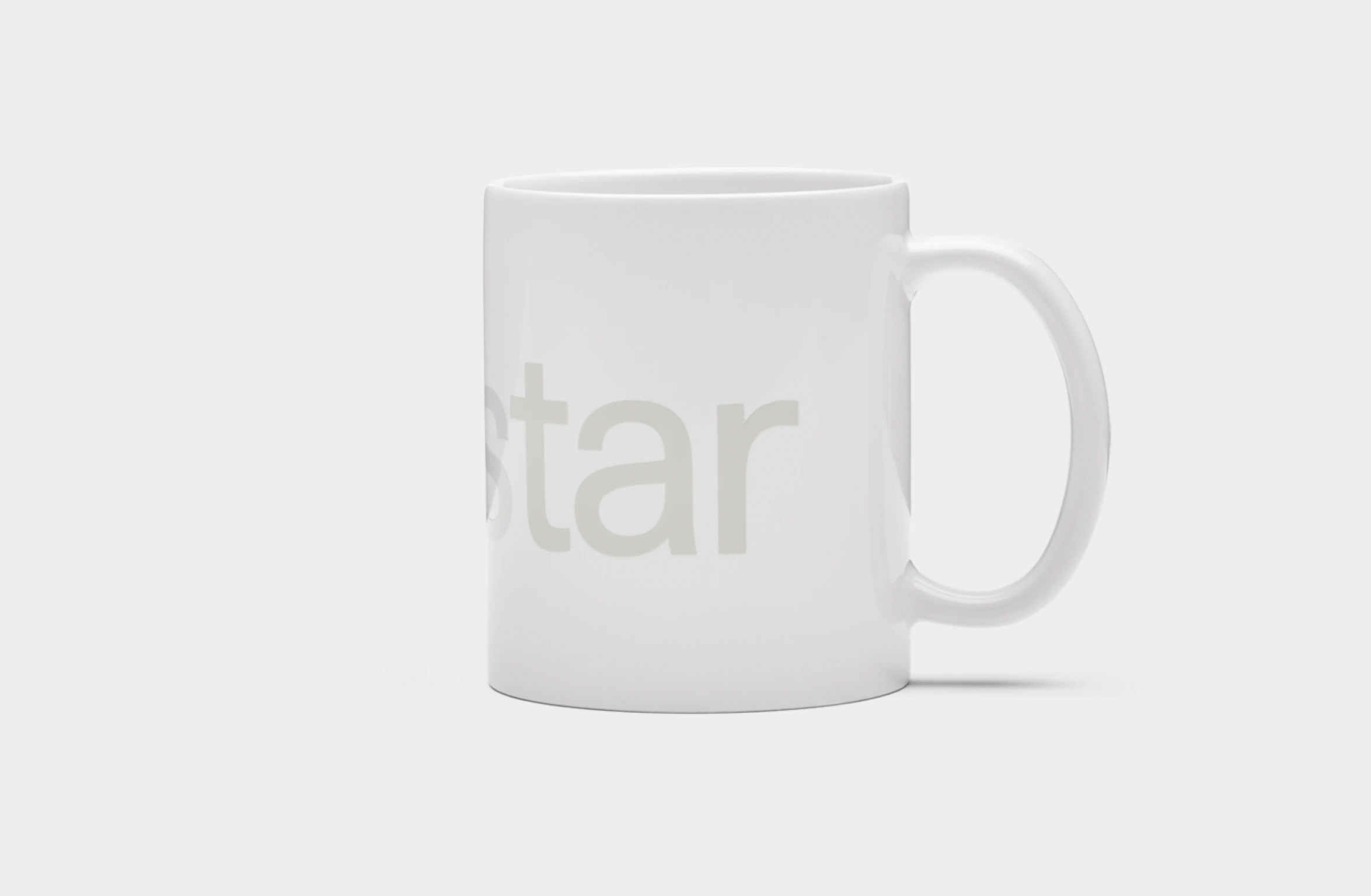 White mug with gey Polestar wordmark