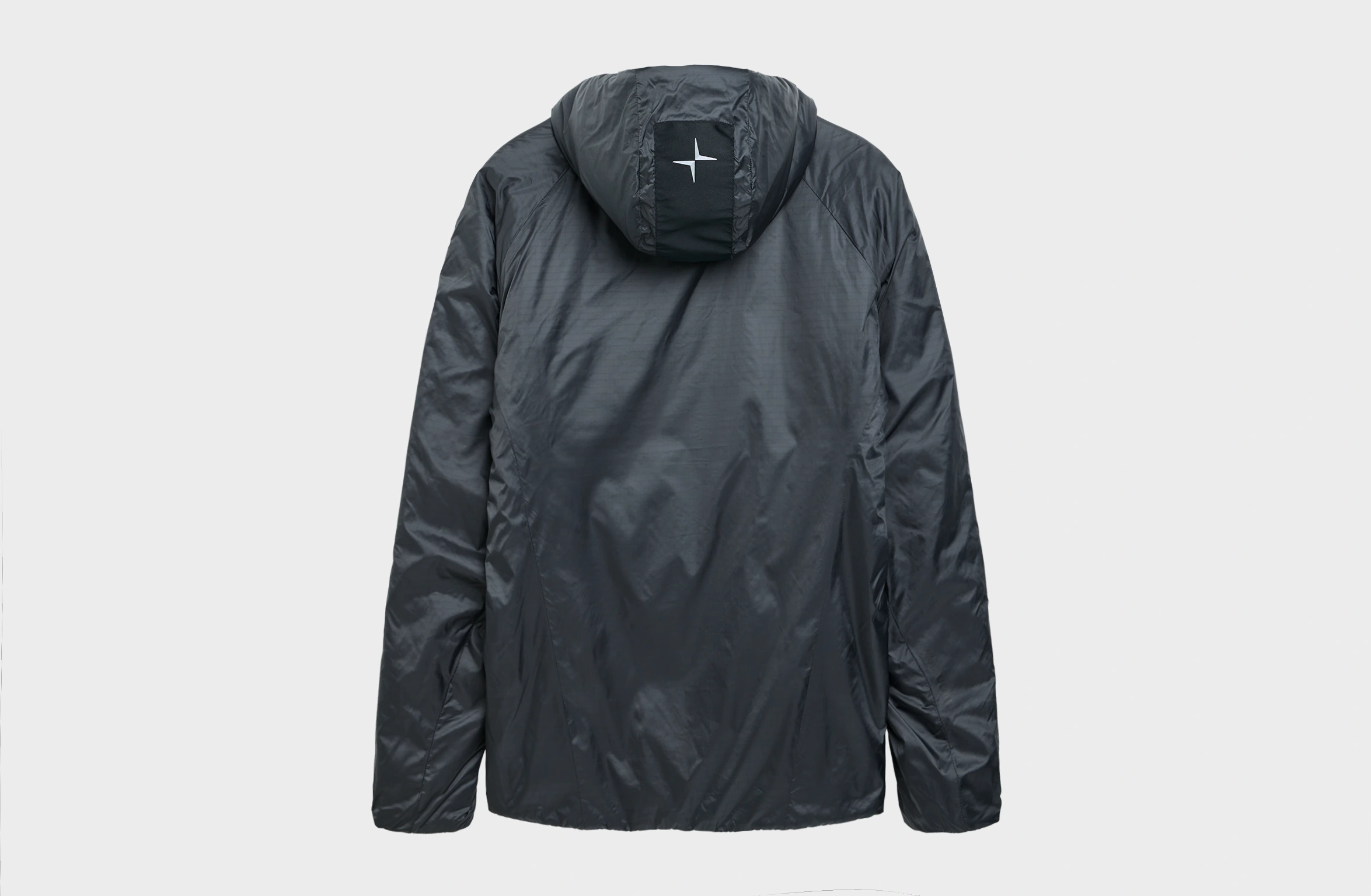 Black lightweight jacket with hood, full zipper, and discreet Polestar wordmark