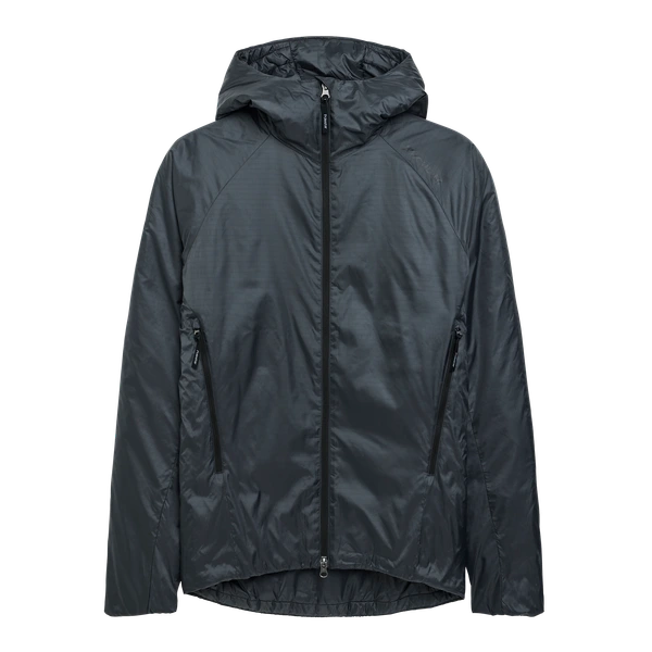 Black lightweight jacket with hood, full zipper, and discreet Polestar wordmark